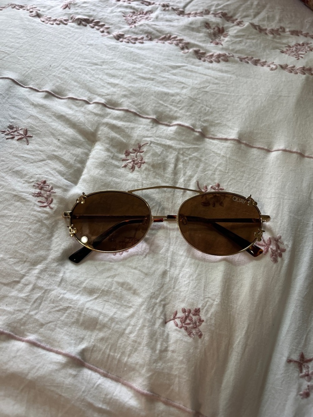 Quay Australia Gold Frame Sunglasses with Brown Lenses